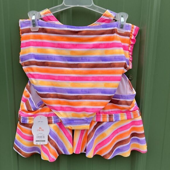 Girls Mermaid Bikini & Striped Tankini Swimsuit Bathing Suit 2-Pack Size XL - Picture 5 of 12